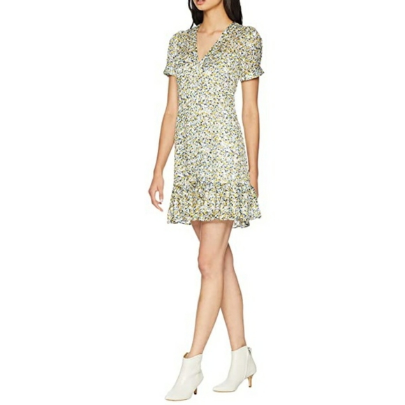 Ditsy Burnout Chiffon Button Front Dress - Picture 1 of 5